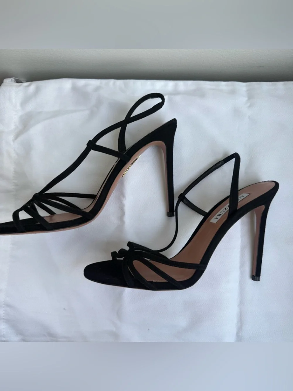 Aquazzura Talk To Me 105 Black Suede Stiletto Sandal - great condition, size 39 - Picture 5 of 13